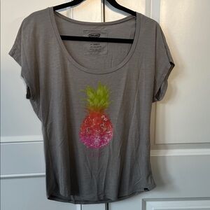 Gray Short Sleeve Pineapple Graphic Tee - Women
